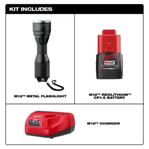 Milwaukee M12 12-Volt Lithium-Ion Cordless LED High Performance Flashlight Kit with (1) 1.5Ah Battery & Charger