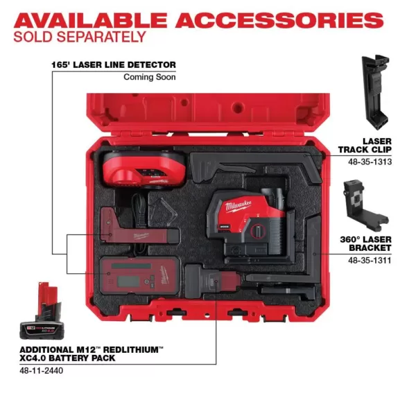 Milwaukee M12 12-Volt Lithium-Ion Cordless Green 125 ft. Cross Line and Plumb Points Laser Level Kit with 3.0 Ah Battery