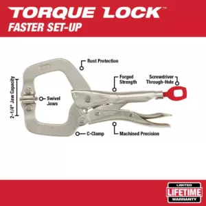 Milwaukee 6 in. Torque Lock Locking C-Clamp With Swivel Jaws