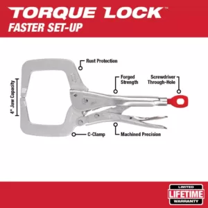 Milwaukee 11 in. Torque Lock Locking C-Clamp with Regular Jaws