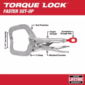 Milwaukee 6 in. Torque Lock Locking C-Clamp with Regular Jaws