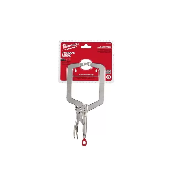 Milwaukee 9 in. D Reach Torque Lock Locking C-Clamp with Regular Jaws