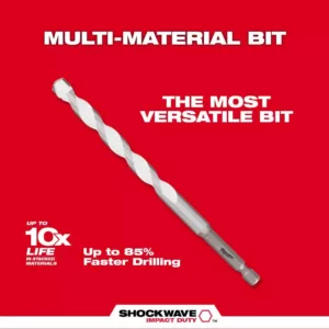 Milwaukee 1/8 in. x 4 in. x 6 in. SHOCKWAVE Carbide Multi-Material Drill Bit