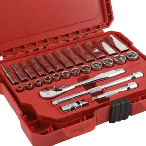 Milwaukee 1/4 in. and 3/8 in. Drive SAE Ratchet and Socket Mechanics Tool Set (54-Piece)