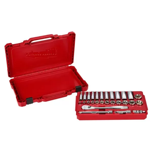 Milwaukee 1/4 in. and 3/8 in. Drive SAE Ratchet and Socket Mechanics Tool Set (54-Piece)