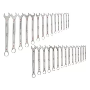 Milwaukee Combination SAE and Metric Wrench Mechanics Tool Set (30-Piece)