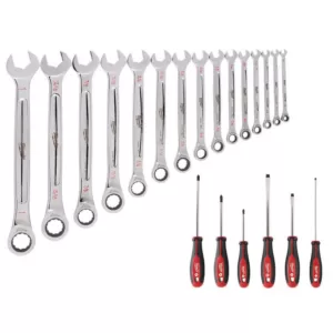 Milwaukee SAE Combination Ratcheting Mechanics Tool Set (21-Piece)