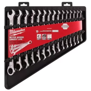 Milwaukee Ratcheting Combination SAE and Metric Wrench Mechanics Tool Set (30-Piece)