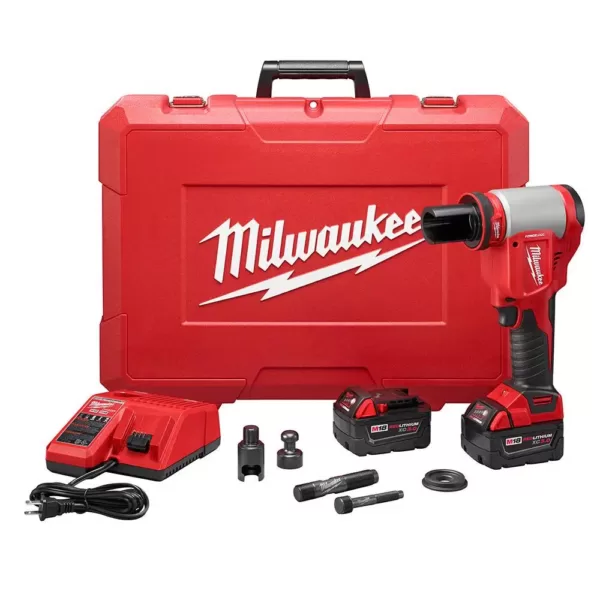 Milwaukee M18 18-Volt Lithium-Ion Cordless FORCE LOGIC Knockout Kit with (2) 3.0Ah Batteries, Charger, Hard Case