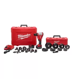 Milwaukee M18 18-Volt Lithium-Ion Cordless 1/2 in.- 4 in. Force Logic Knockout Tool Kit /W  FUEL Hammer Drill & 5.0 Ah Battery