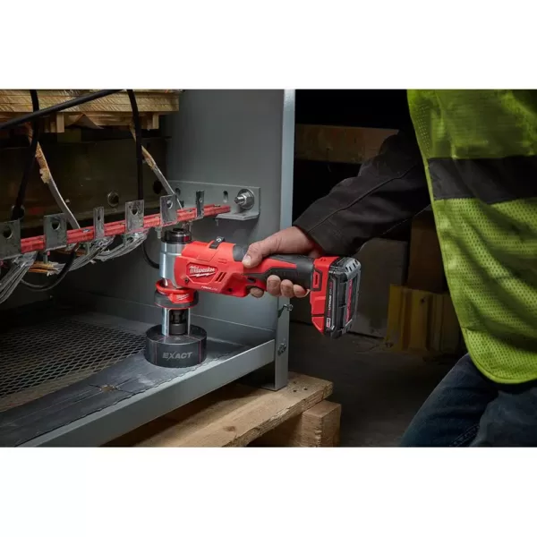 Milwaukee M18 18-Volt Lithium-Ion 1/2 in. to 4 in. Force Logic 6 Ton Cordless Knockout Tool Kit w/Die Set, (1) 2.0Ah Batteries