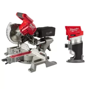 Milwaukee M18 FUEL 18-Volt Lithium-Ion Brushless 7-1/4 in. Cordless Dual Bevel Sliding Compound Miter Saw with Compact Router