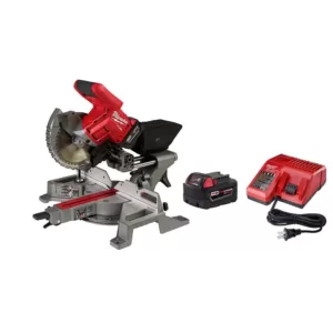 Milwaukee M18 FUEL 18-Volt Lithium-Ion Brushless Cordless 7-1/4 in. Dual Bevel Sliding Compound Miter Saw Kit W/ Stand, Battery