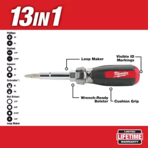 Milwaukee 13-in-1 Multi-Tip Cushion Grip Screwdriver With Schrader Bit