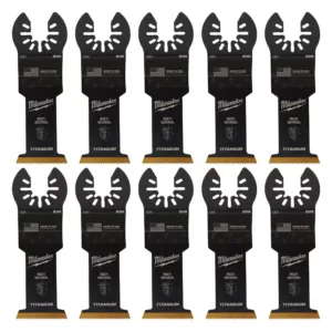 Milwaukee 1-3/8 in. Titanium Bi-Metal Universal Fit Wood and Metal Cutting Oscillating Multi-Tool Blade (10-Pack)