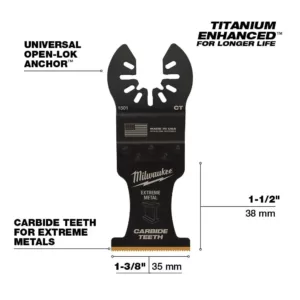 Milwaukee 1-3/8 in. Carbide Universal Fit Extreme Metal Cutting Oscillating Multi-Tool Blade (10-Pack)