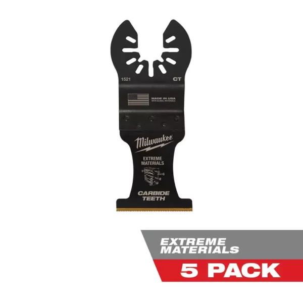 Milwaukee 1-3/8 in. Carbide Universal Fit Extreme Wood/Metal Cutting Oscillating Multi-Tool Blade (5-Pack)