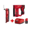 Milwaukee M12 12-Volt Lithium-Ion Cordless 3/8 in. Crown Stapler and Multi-Tool Combo Kit with (1) 2.0Ah Battery and Charger