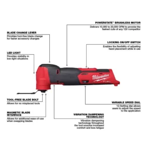 Milwaukee M12 FUEL 12-Volt Lithium-Ion Cordless Oscillating Multi-Tool and Jig Saw with two 3.0 Ah Batteries