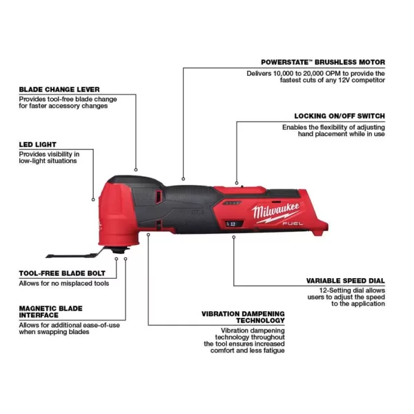 Milwaukee M12 FUEL 12-Volt Lithium-Ion Cordless Oscillating Multi-Tool and HACKZALL with two 3.0 Ah Batteries