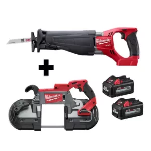 Milwaukee M18 FUEL 18-Volt Lithium-Ion Brushless Cordless Deep Cut Band Saw and Reciprocating Saw with Two 6.0 Ah Batteries