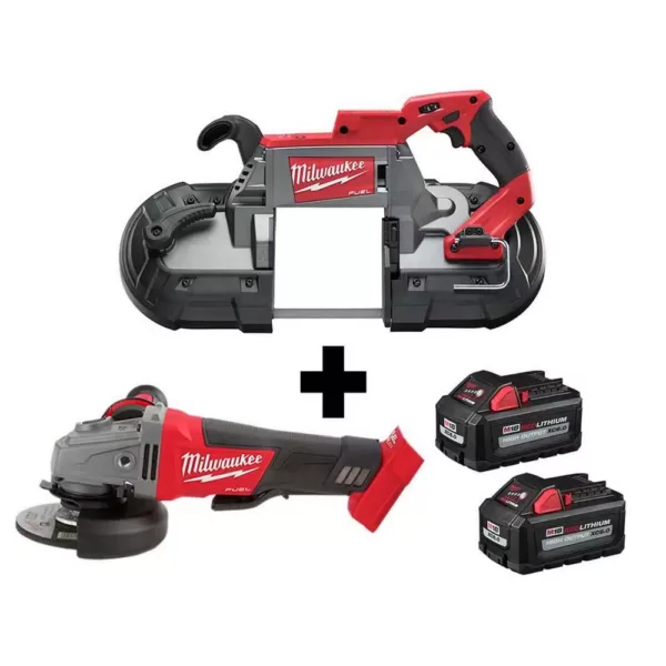 Milwaukee M18 FUEL 18-Volt Lithium-Ion Brushless Cordless Deep Cut Band Saw and Grinder with Two 6.0 Ah Batteries