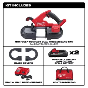 Milwaukee M18 FUEL 18-Volt Lithium-Ion Brushless Cordless Compact Dual-Trigger Bandsaw Kit with Two 3.0 Ah High Output Batteries