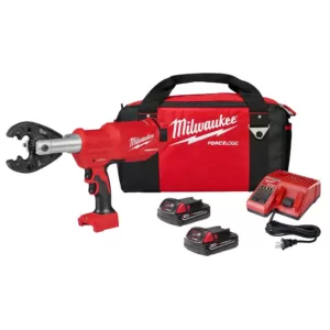 Milwaukee M18 18-Volt Lithium-Ion Cordless FORCE LOGIC 6-Ton Pistol Utility Crimping Kit with BG-D3 Jaws and 2 Batteries