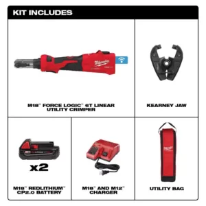 Milwaukee M18 18-Volt Lithium-Ion Cordless FORCE LOGIC 6-Ton Utility Crimping Kit with Kearney Jaw