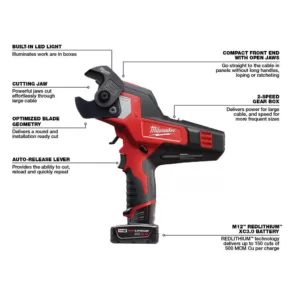 Milwaukee M12 12-Volt Lithium-Ion Cordless 600 MCM Cable Cutter (Tool-Only)