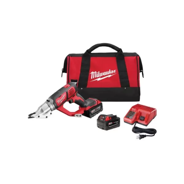 Milwaukee M18 18-Volt Lithium-Ion Cordless 18-Gauge Double Cut Metal Shear Kit W/(2) 3.0Ah Batteries, Charger, Tool Bag