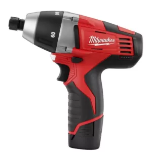 Milwaukee M12 12-Volt Lithium-Ion Cordless 1/4 in. Hex No-Hub Driver Kit W/ (2) 1.5Ah Batteries & Hard Case