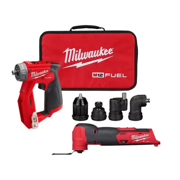 Milwaukee M12 FUEL 12-Volt Lithium-Ion Brushless Cordless 4-in-1 Installation 3/8 in. Drill Driver and Multi-Tool Set (Tool-Only)