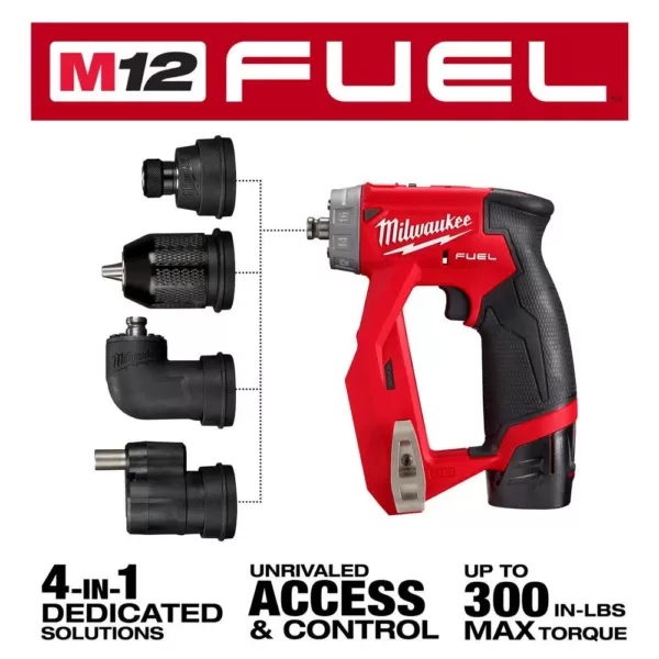 Milwaukee M12 FUEL 12-Volt Lithium-Ion Brushless Cordless 4-in-1 Installation 3/8 in. Drill Driver Kit with  M12 Multi-Tool