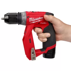 Milwaukee M12 FUEL 12-Volt Lithium-Ion Brushless Cordless 4-in-1 Installation 3/8 in. Drill Driver Kit with 4-Tool Heads