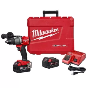 Milwaukee M18 FUEL 18-Volt Lithium-Ion Brushless Cordless 1/2 in. Drill / Driver Kit W/(2) 5.0Ah Batteries, Charger, and Hard Case