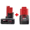 Milwaukee M12 12-Volt Lithium-Ion Extended Capacity Battery Pack Combo W/ 6.0Ah and 3.0Ah Batteries