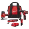 Milwaukee M12 12-Volt Lithium-Ion Cordless Combo Tool Kit (4-Tool) with Two 1.5 Ah Batteries, 1 Charger, 1 Tool Bag