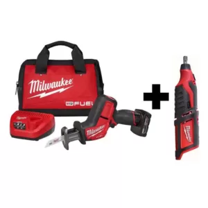 Milwaukee M12 FUEL 12-Volt Lithium-Ion Brushless Cordless HACKZALL Reciprocating Saw Kit with M12 Rotary Tool