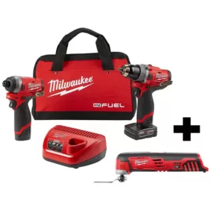 Milwaukee M12 FUEL 12-Volt Li-Ion Brushless Cordless Hammer Drill and Impact Driver Combo Kit (2-Tool)w/ M12 Multi-Tool