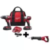 Milwaukee M18 18-Volt Lithium-Ion Cordless Drill Driver/Impact Driver Combo Kit (2-Tool) with 2 Batteries and Reciprocating Saw