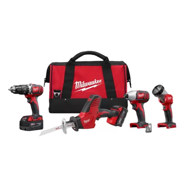 Milwaukee M18 18-Volt Lithium-Ion Cordless Combo Tool Kit (4-Tool) w/(2) 3.0Ah Batteries, (1) Charger, (1) Tool Bag