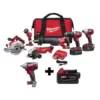 Milwaukee M18 18-Volt Lithium-Ion Cordless Combo Tool Kit (6-Tool) w/ 3/8 in. Impact Wrench and Additional 5.0 Ah Battery