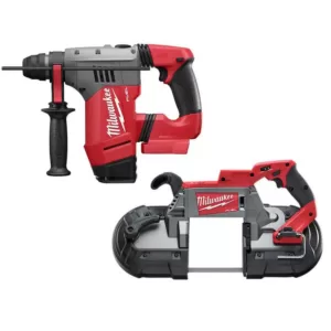 Milwaukee M18 FUEL 18-Volt Lithium-Ion Brushless Cordless 1-1/8 in. SDS-Plus Rotary Hammer and Bandsaw (2-Tool)