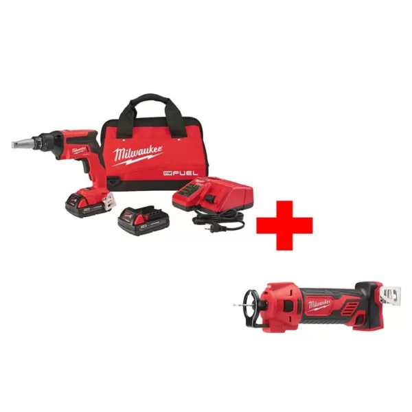 Milwaukee M18 FUEL 18-Volt Lithium-Ion Brushless Cordless Drywall Screw Gun Compact Kit with M18 Cut Out Tool