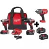 Milwaukee M18 18-Volt Lithium-Ion Brushless Cordless Hammer Drill/Impact/ 1/2 in. Impact Wrench Combo Kit (3-Tool) w/ 4-Batteries