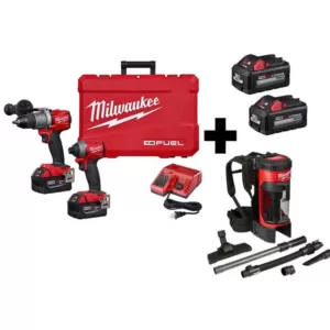 Milwaukee M18 FUEL 18-Volt Lithium-Ion Brushless Cordless Hammer Drill/Backpack Vacuum/Impact Driver with 4-Batteries