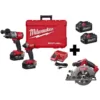 Milwaukee M18 FUEL 18-Volt Lithium-Ion Brushless Cordless Hammer Drill/6-1/2 in. Circular Saw/ Impact Driver with 4-Batteries