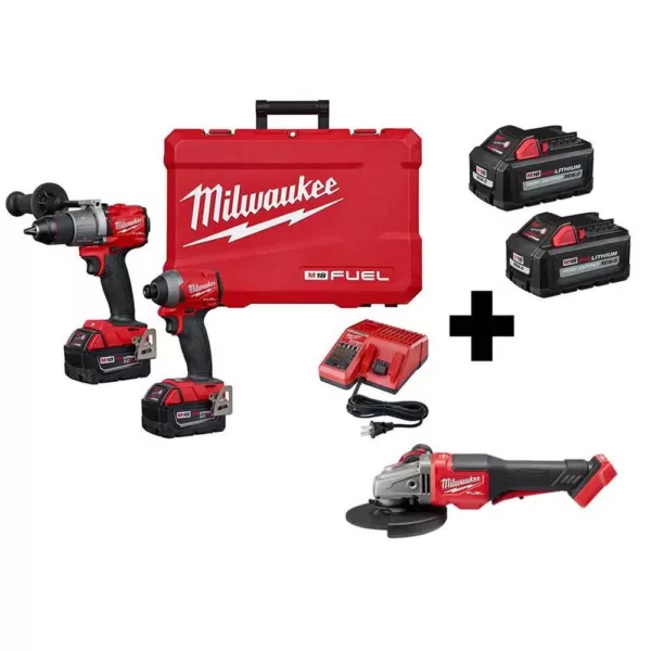 Milwaukee M18 FUEL 18-Volt Lithium-Ion Brushless Cordless Hammer DrillBraking Grinder/Impact Driver Combo Kit (3-Tool)