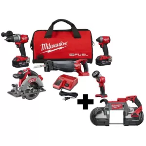 Milwaukee M18 FUEL 18-Volt Lithium-Ion Brushless Cordless Combo Kit (5-Tool) with M18 FUEL Deep Cut Band Saw